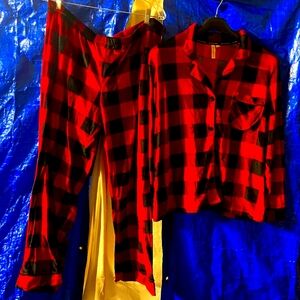 Cozy Red and Black Checkered UNISEX Pajama Set